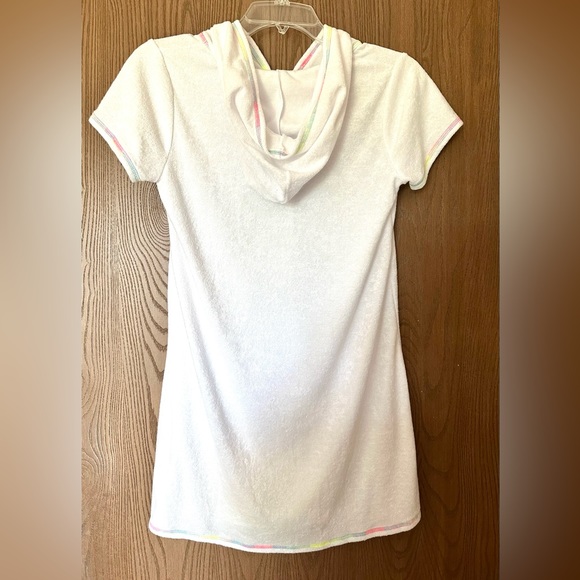 NWOT SO terry cloth cover up size 16 runs small zipper pockets neon stitching - Picture 2 of 3